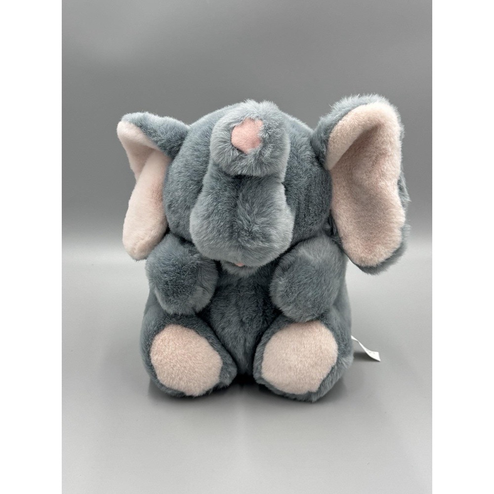 Caltoy Gray & Pink Elephant Sitting Plush 10 Inch Stuffed Animal